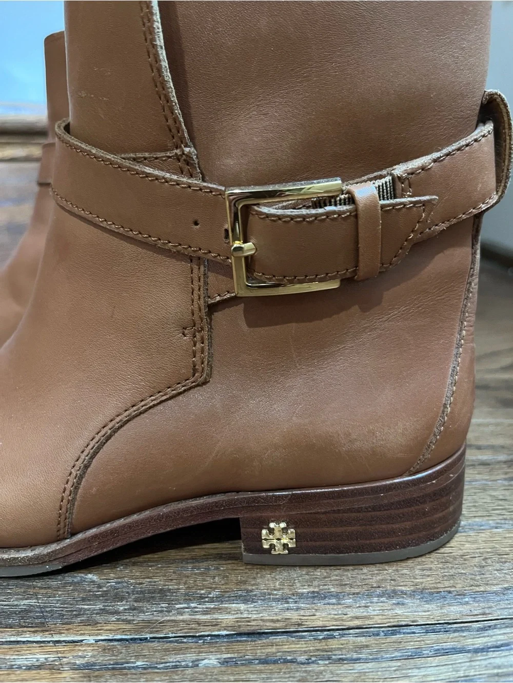Tory Burch Brooke Leather Ankle Boots Perfect Brown Buckle Booties Size 6.5